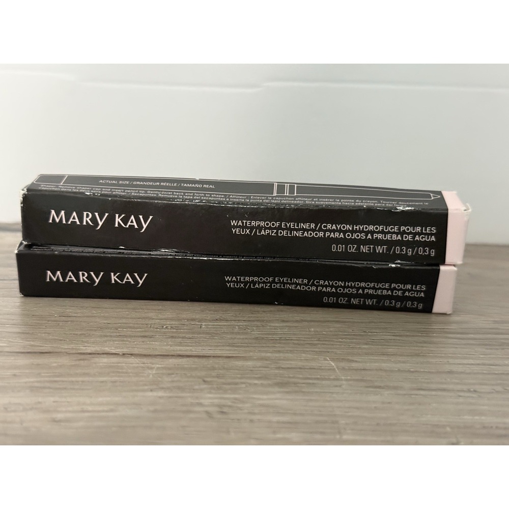 2x Mary Kay Waterproof Eyeliner Steely Metallic Grey & Blue Retractable Pencils